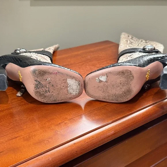 Prada Snakeskin Pattern Knee-High Boots - Picture 4 of 8